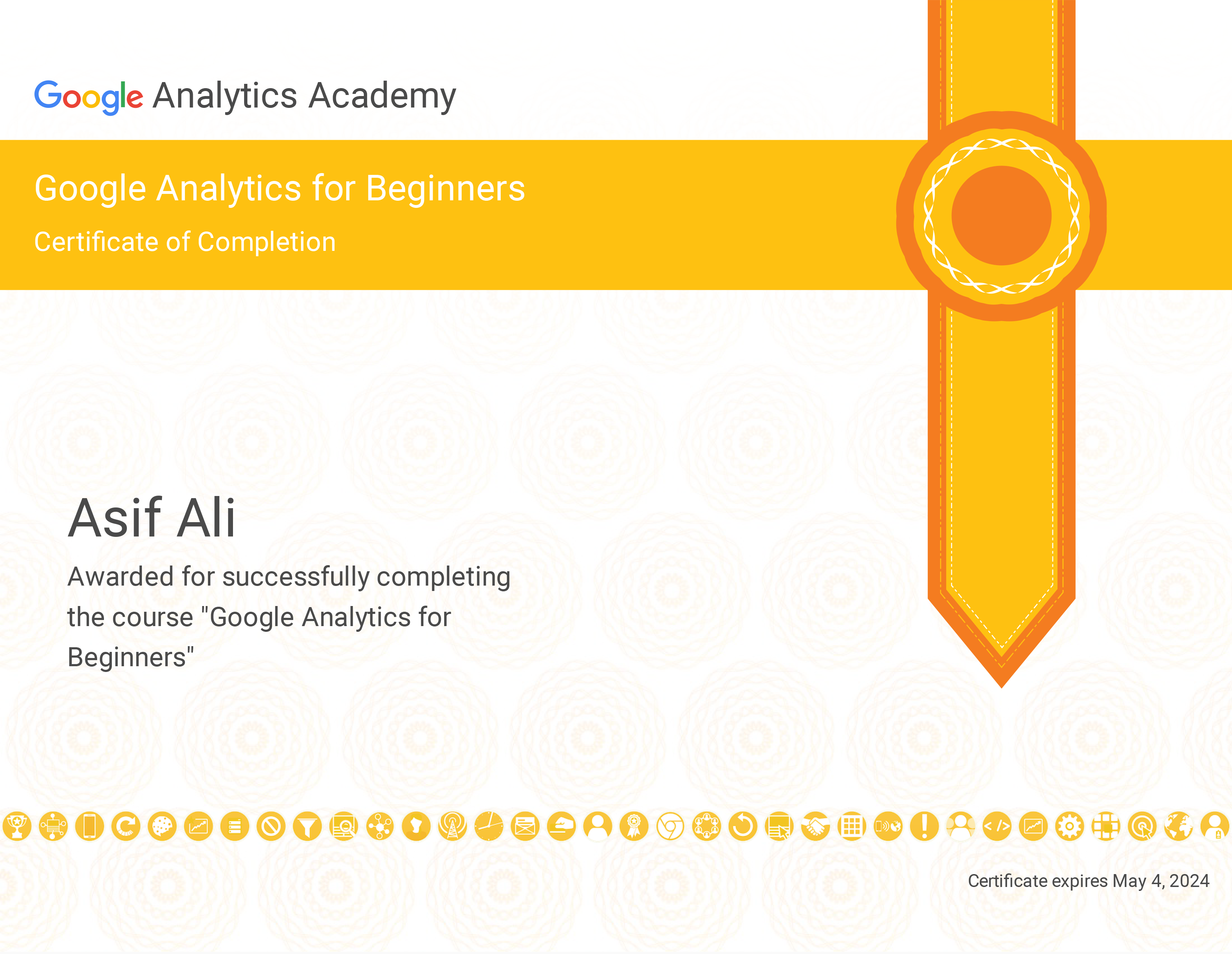 Google Analytics biggners Certificate